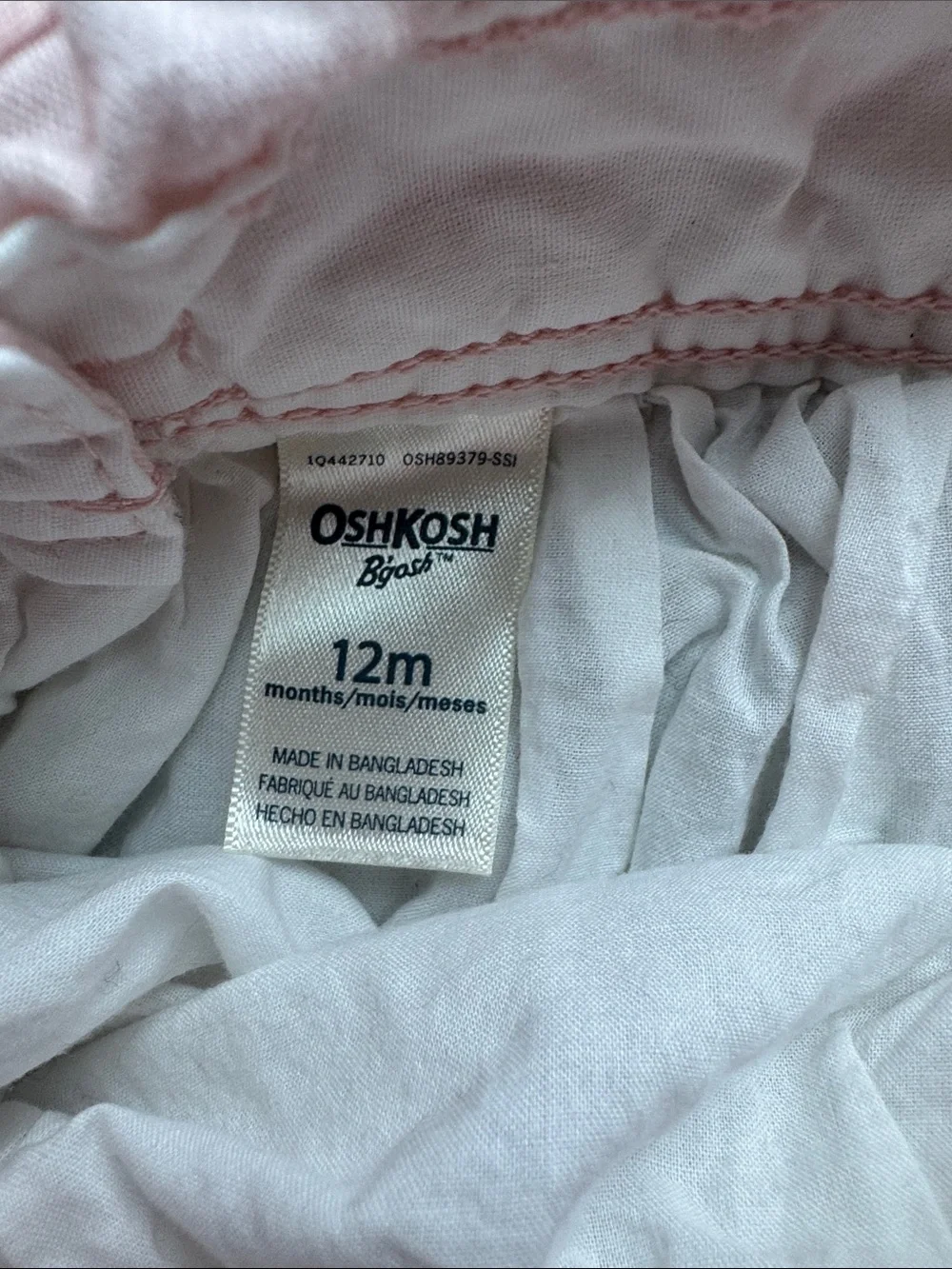 OshKosh B'gosh Pink and White Kitty Tulle Overall Skirt 12 months